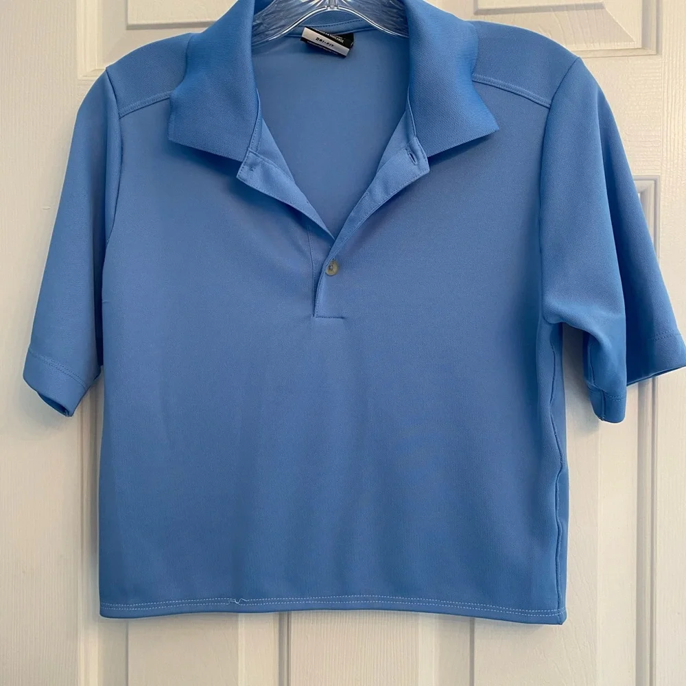 Nike Golf Polo Shirt Cropped Short Sleeve Blue M